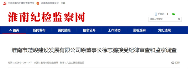 淮南市楚峻建設發(fā)展有限公司原董事長(cháng)徐志鵬接受紀律審查和監察調查.jpg